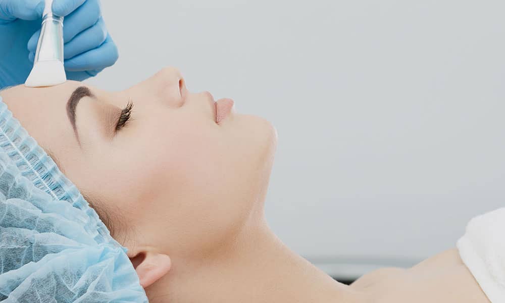 Lady receiving facial in Ruthin