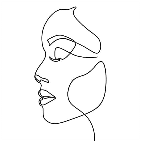 Line drawing of female face